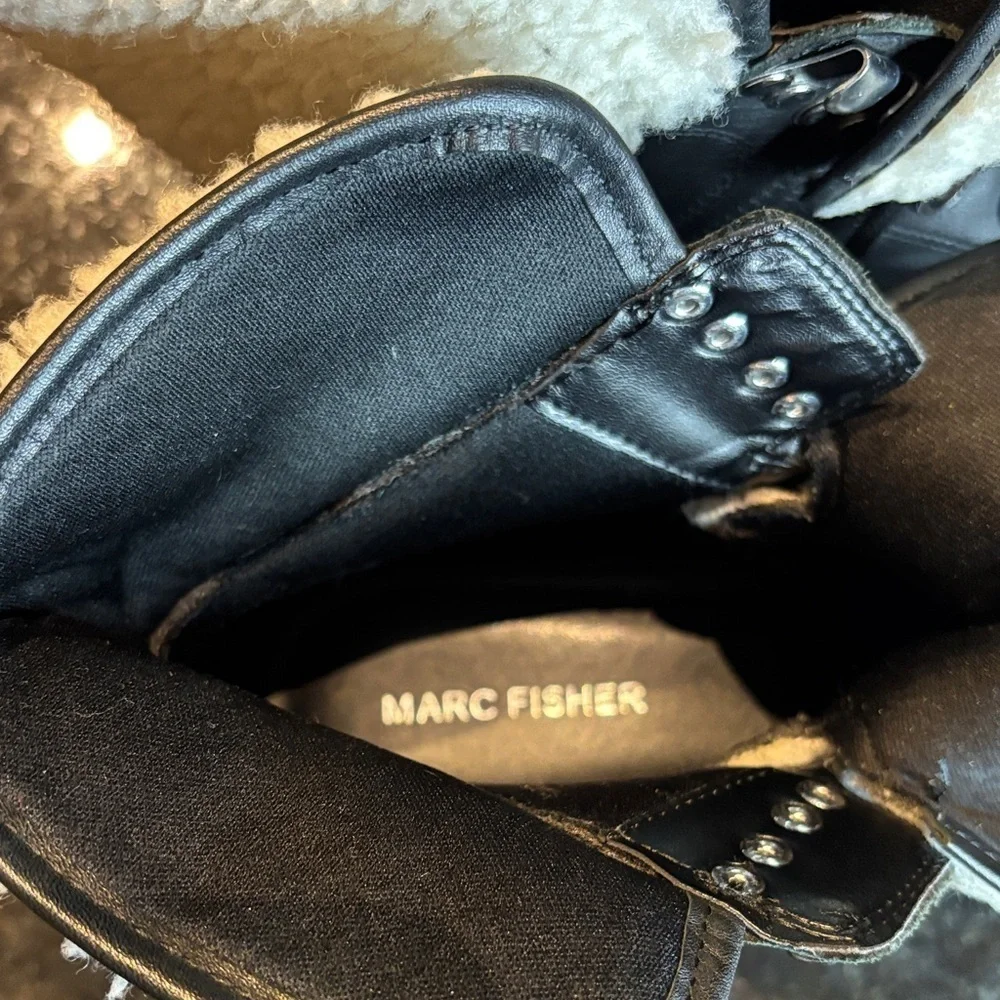 Marc Fisher Black and Cream Winter Boots